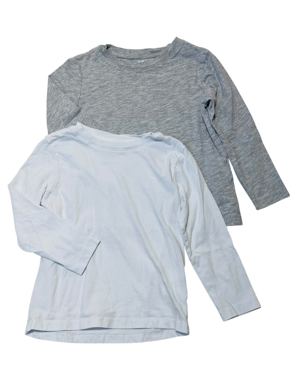 H&M Kids Long Sleeve Tees - White & Heather Gray size 3